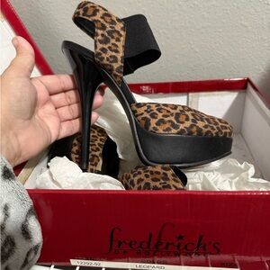 Frederick's of Hollywood Leopard Print Platform Heels